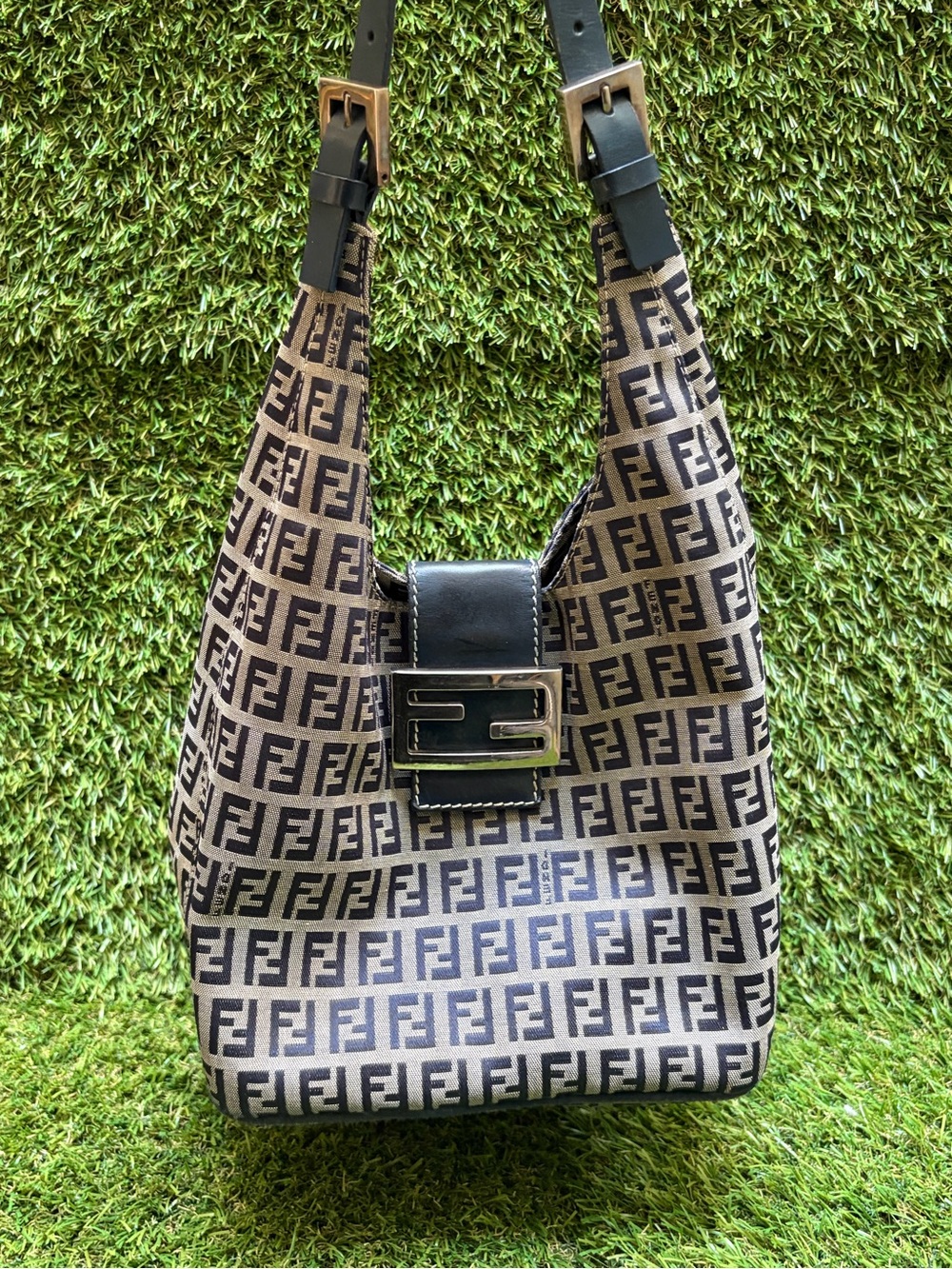 Vintage Fendi Zucca Monogram Canvas Hobo Shoulder Bag - Picture 2 of 16